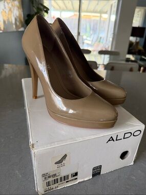 Aldo Nude Patent Platform High Heels